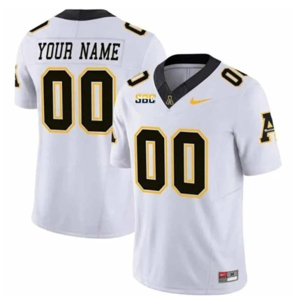 Mens Custom Appalachian State Mountaineers Jersey College Football White