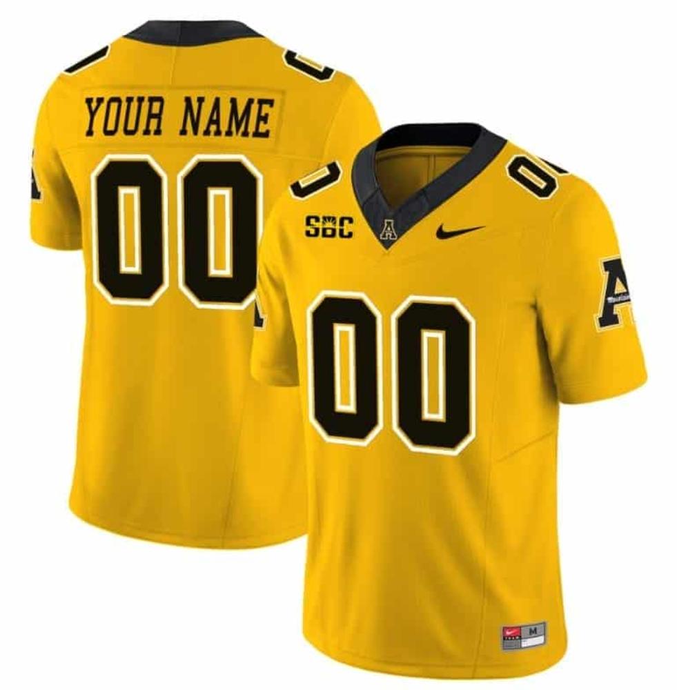 Mens Custom Appalachian State Mountaineers Jersey College Football Yellow