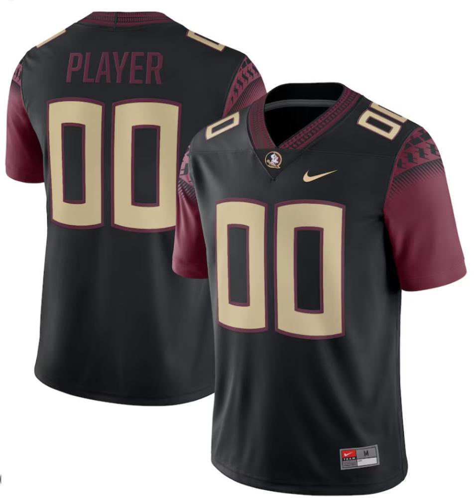 Mens Custom Black Florida State Seminoles Replica Football Jersey