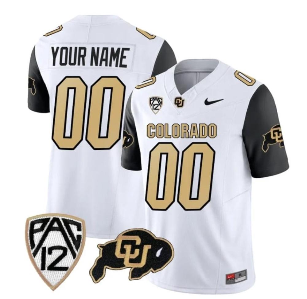 Mens Custom Colorado Buffaloes Jersey College Football Black Sleeves