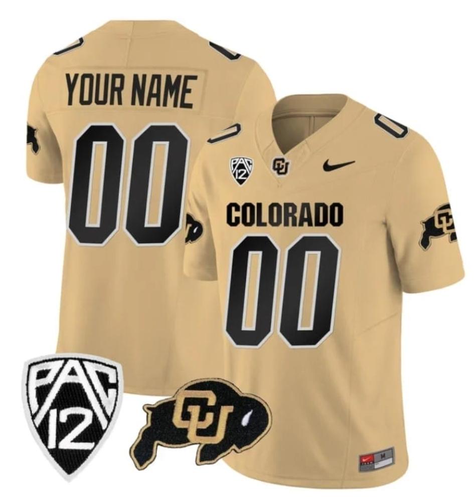 Mens Custom Colorado Buffaloes Jersey College Football Gold
