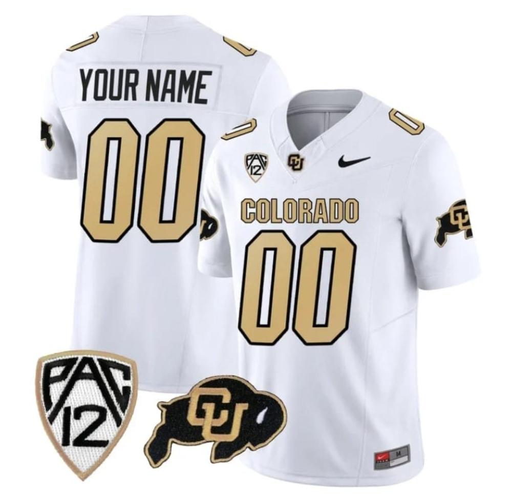 Mens Custom Colorado Buffaloes Jersey College Football White