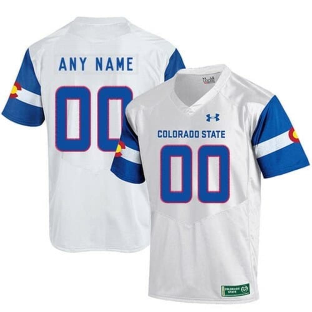 Mens Custom Colorado State Rams Football Jersey Name Number White College