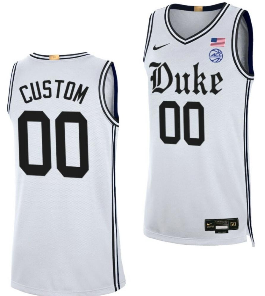 Mens Custom Duke Blue Devils Jersey Cameron Brotherhood College White