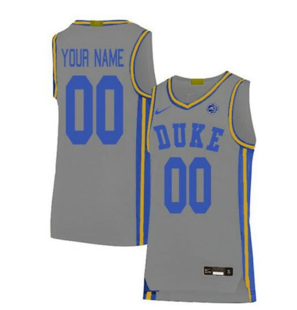 Mens Custom Duke Blue Devils Jersey Name And Number Basketball Elite Gray