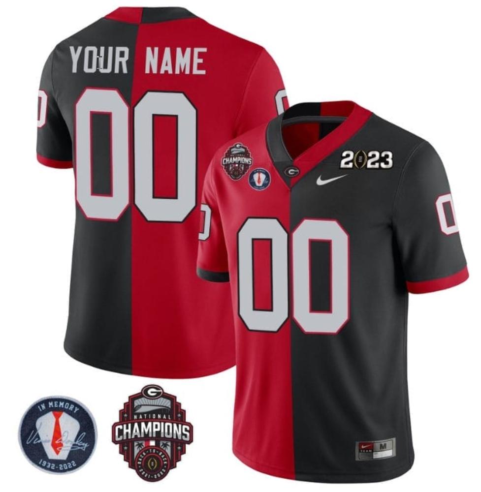 Mens Custom Georgia Bulldogs Jersey Back To Back Champions Vince Dooley Split