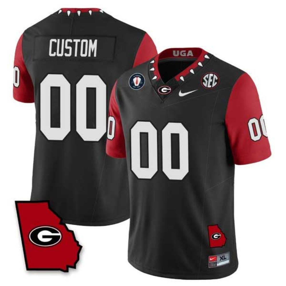 Mens Custom Georgia Bulldogs Jersey Color Sleeve Black