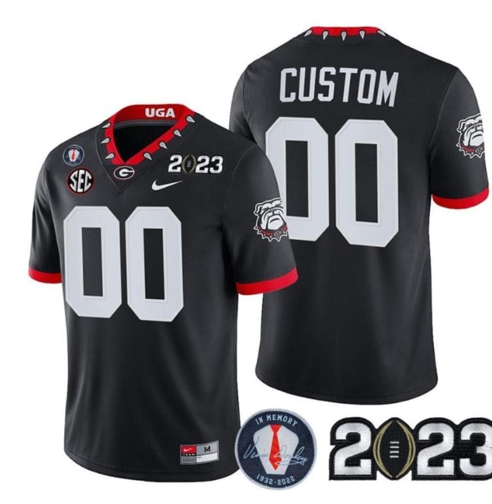 Mens Custom Georgia Bulldogs Jersey Football 2023 Vince Dooley Patch Regular B