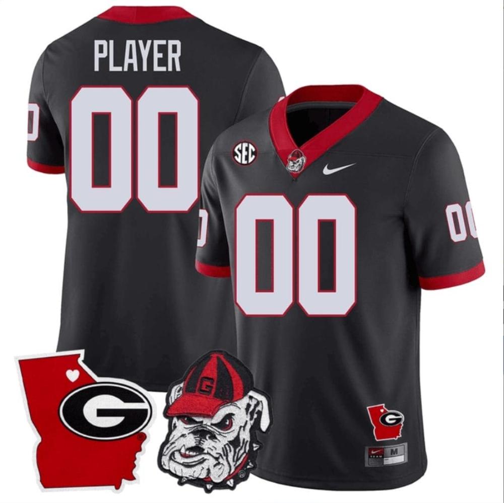 Mens Custom Georgia Bulldogs Jersey Georgia State Map College Footb Black