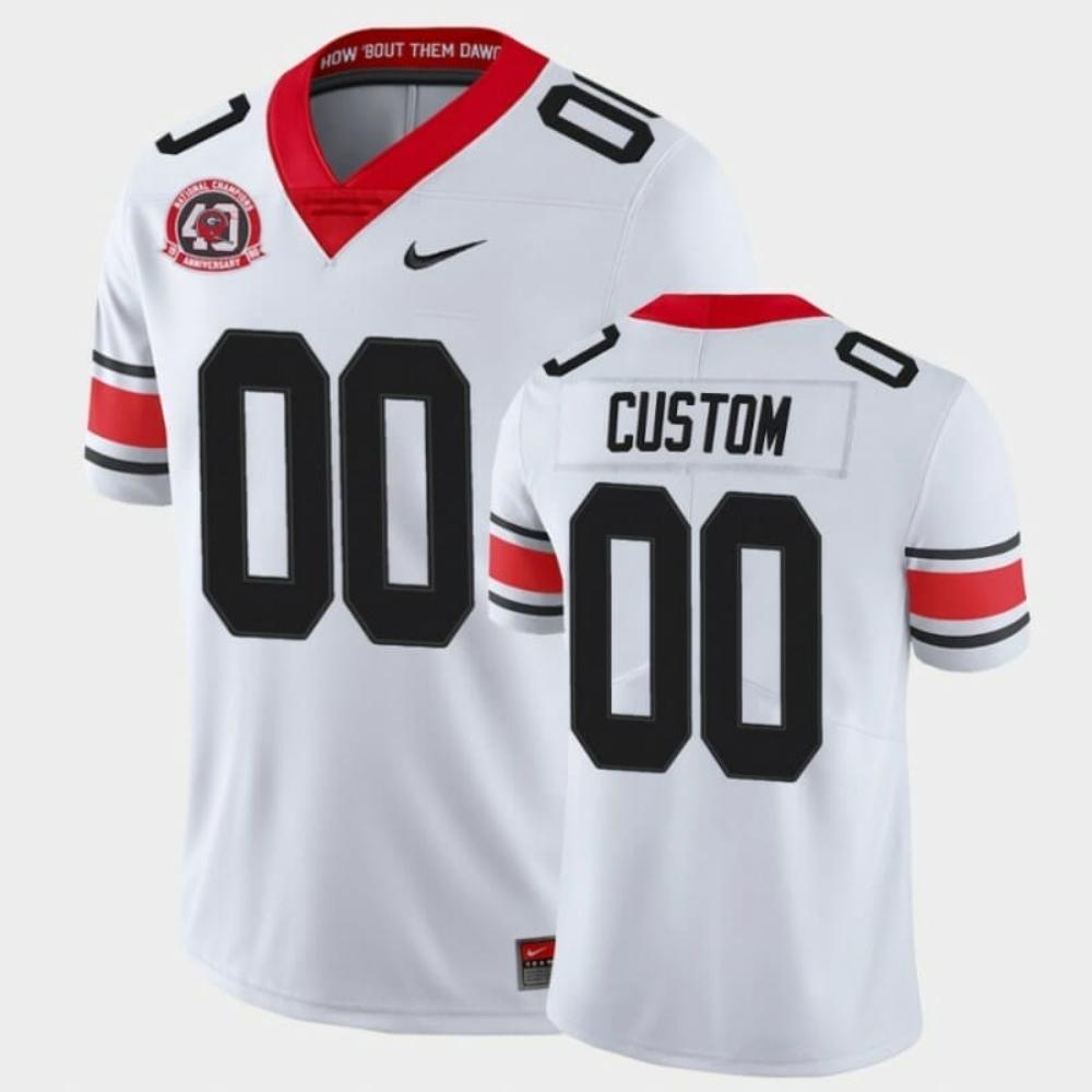 Mens Custom Georgia Bulldogs Jersey White 40th Anniversary Alternate Jersey