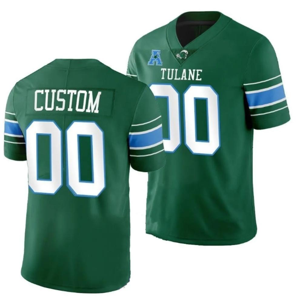 Mens Custom Green Jersey Tulane Green Wave Acc Football Championship