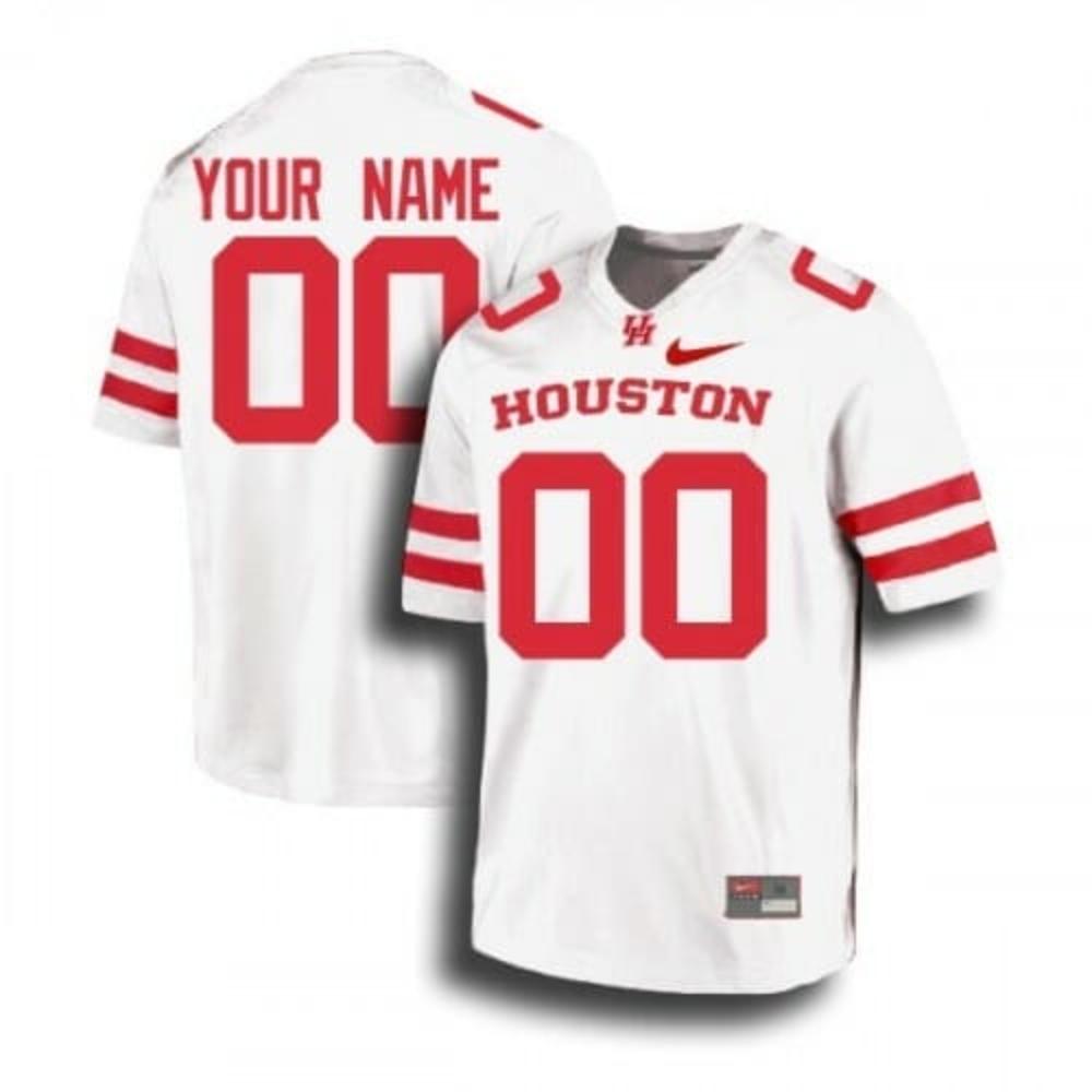 Mens Custom Houston Cougars Jersey Name Number White College Football