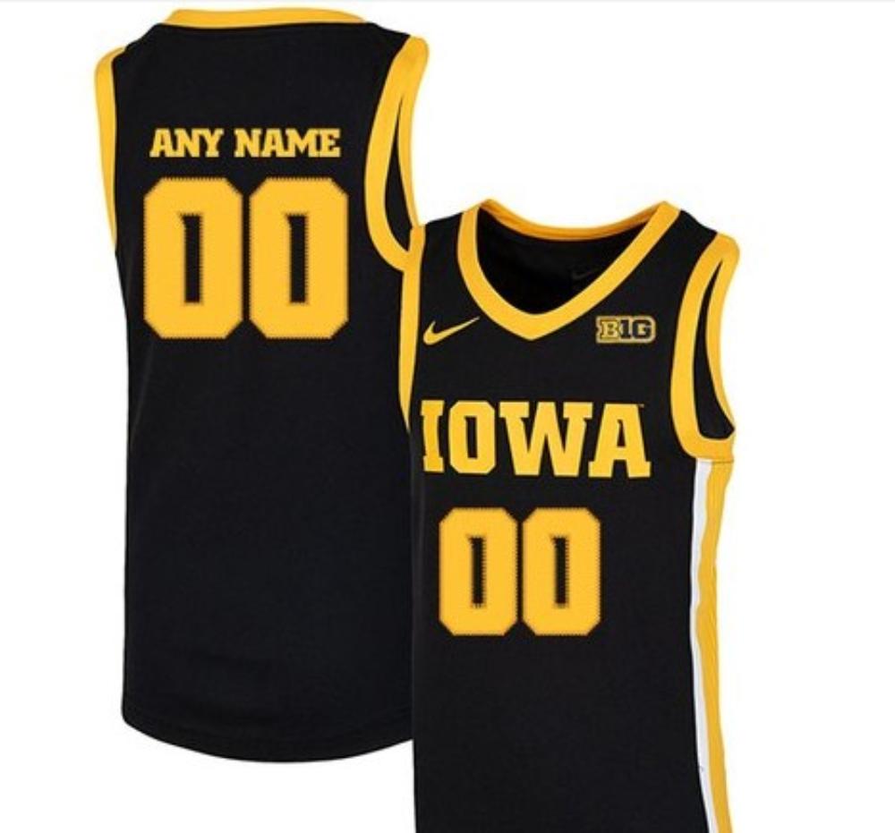 Mens Custom Iowa Hawkeyes Jersey Black 2020