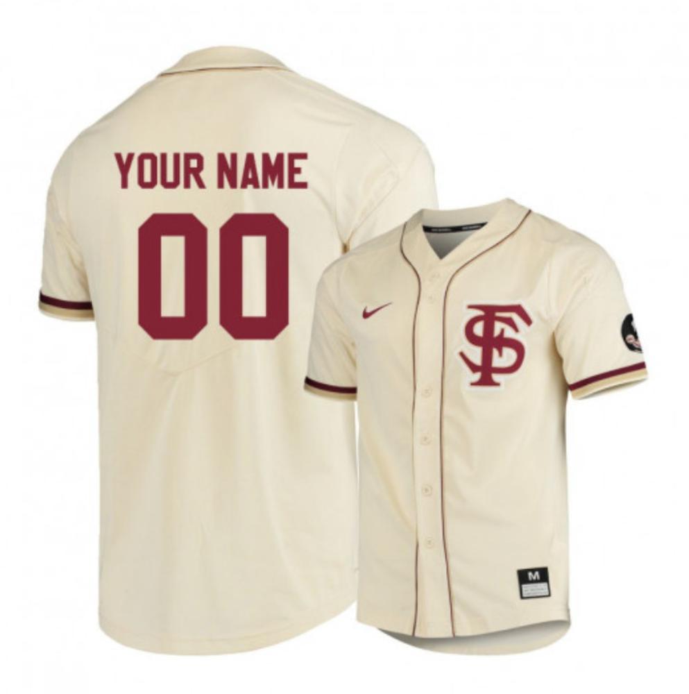 Mens Custom Jersey Florida State Seminoles Baseball Jersey Cream