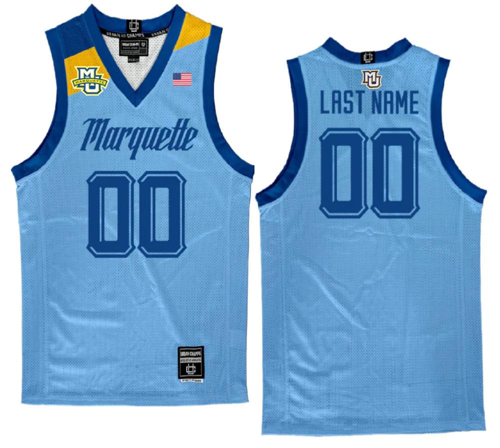 Mens Custom Jersey Marquette Golden Eagles College Basketball Jersey Blue