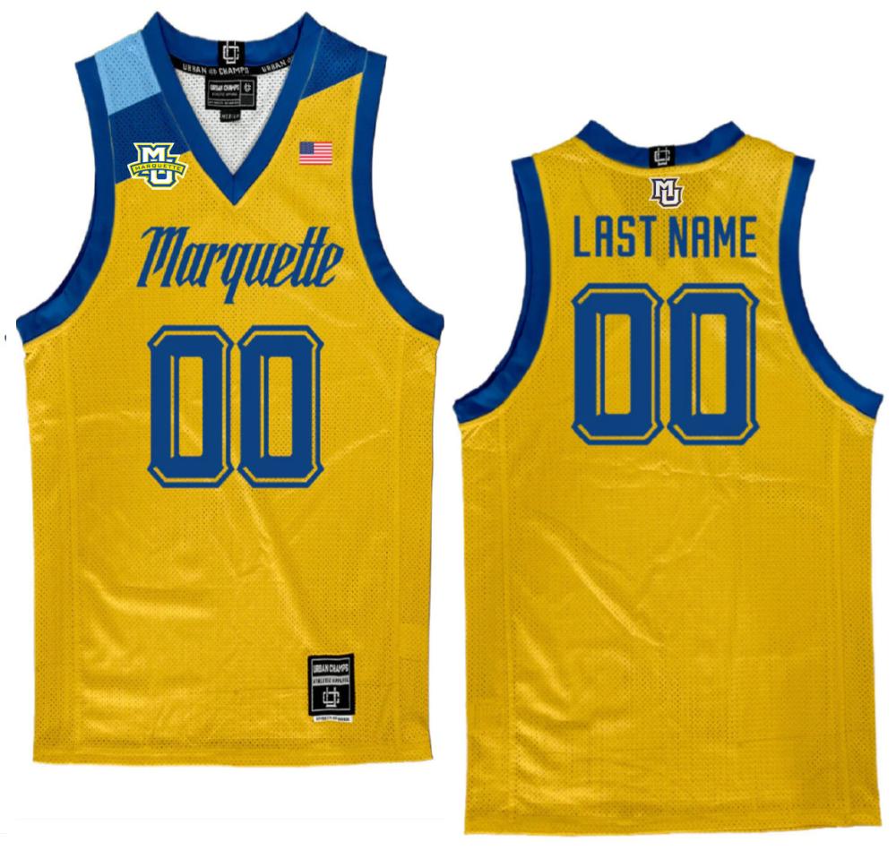 Mens Custom Jersey Marquette Golden Eagles College Basketball Jersey Gold