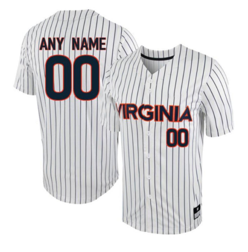Mens Custom Jersey Virginia Cavaliers Baseball Jersey White Stripe