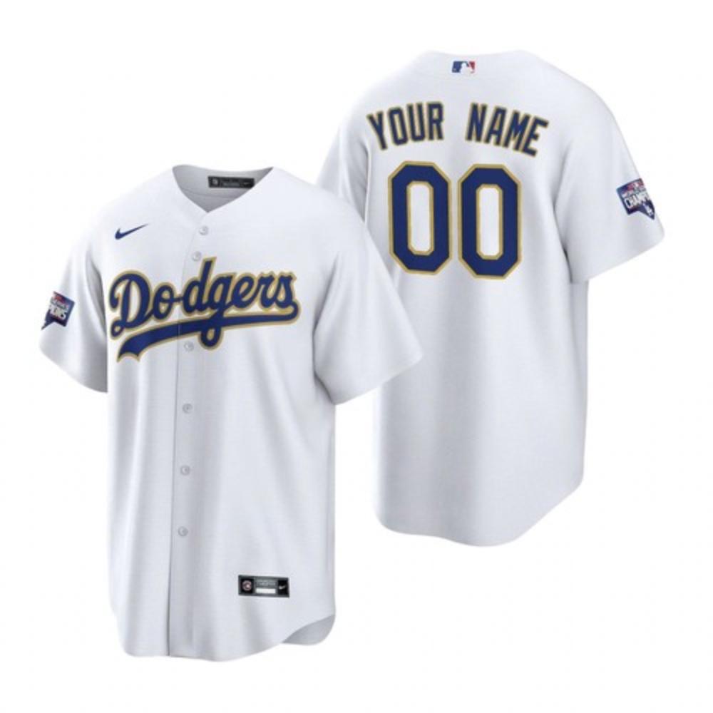 Mens Custom Jersey White Gold 2021 Gold Program Los Angeles Dodgers