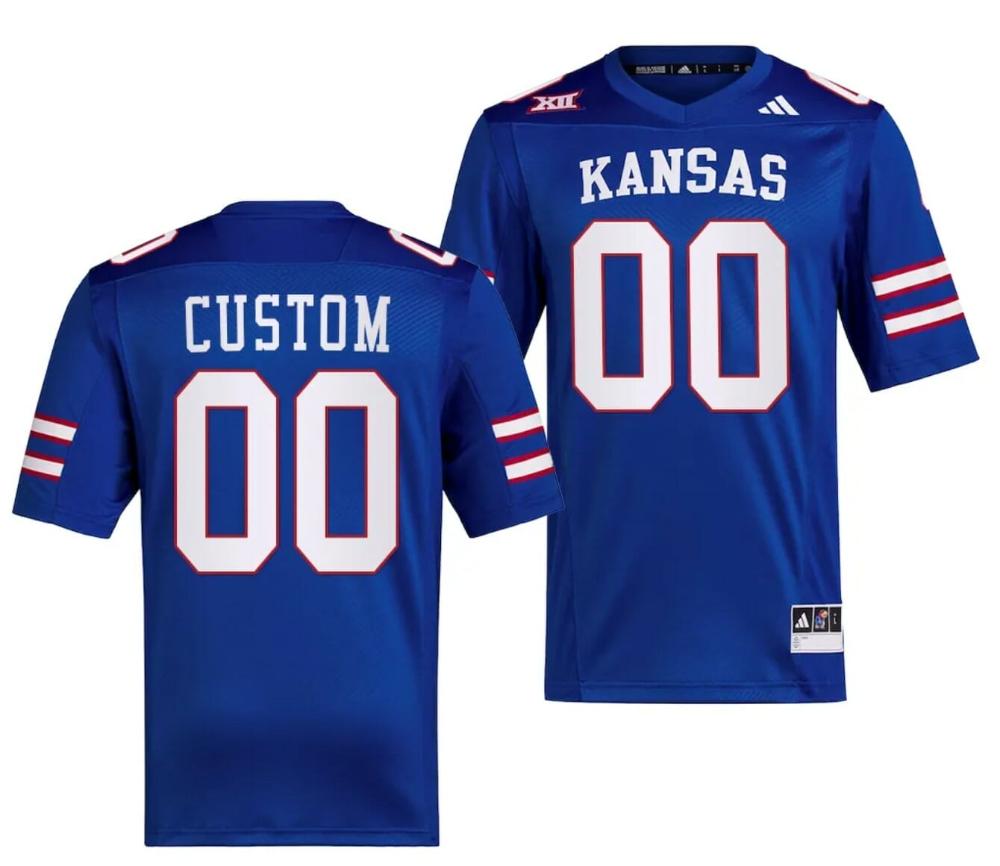 Mens Custom Kansas Jayhawks Jersey Royal College Football 2023