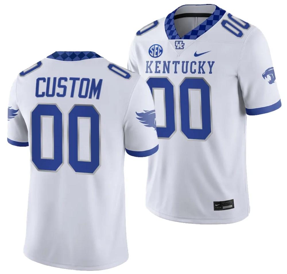 Mens Custom Kentucky Wildcats Jersey College Football Game 2023 White