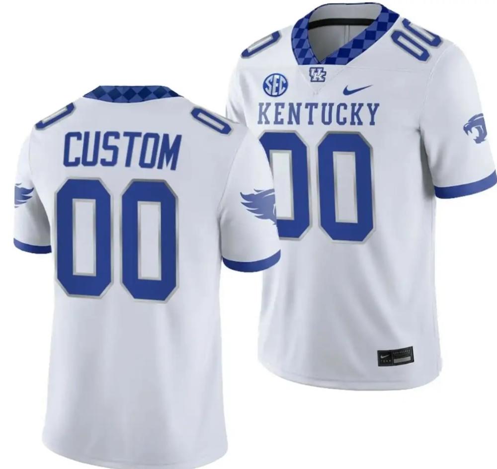 Mens Custom Kentucky Wildcats Jersey Name And Number White College Football