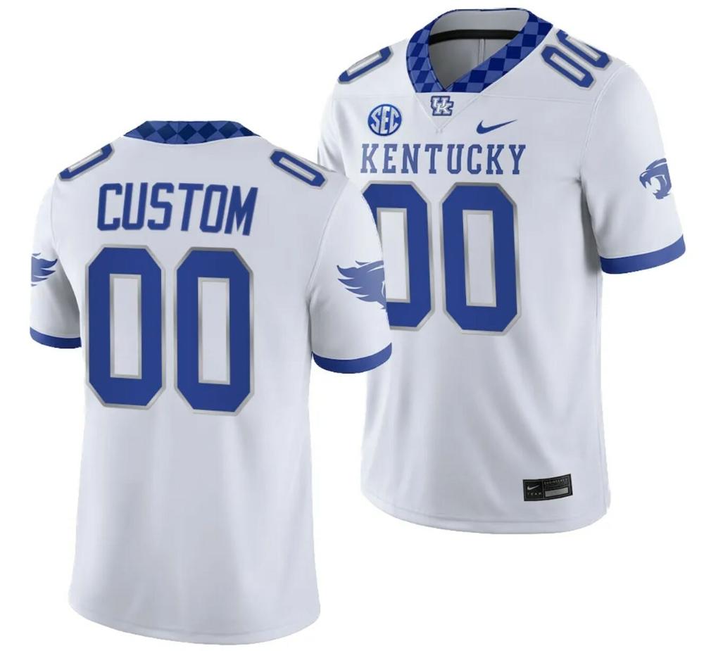 Mens Custom Kentucky Wildcats Jersey White College Football 2023