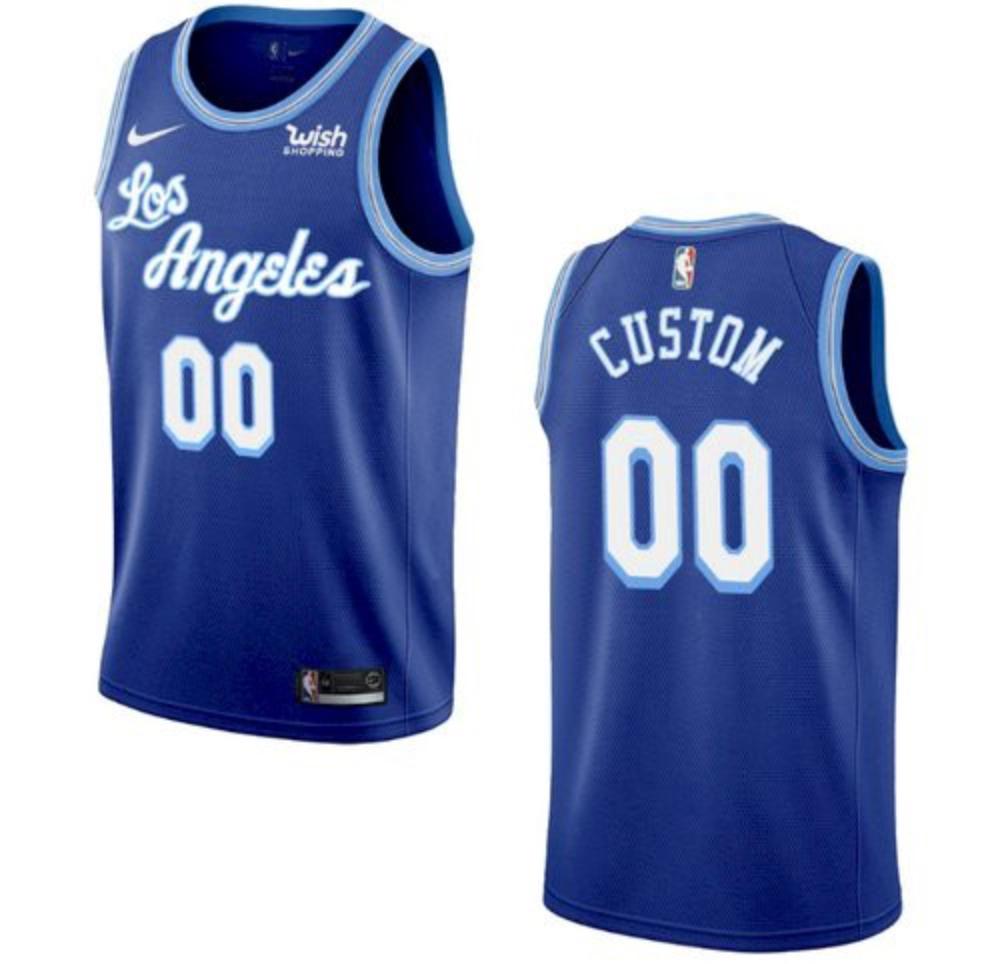Mens Custom Los Angeles Lakers Jersey Royal 2021 Stitched