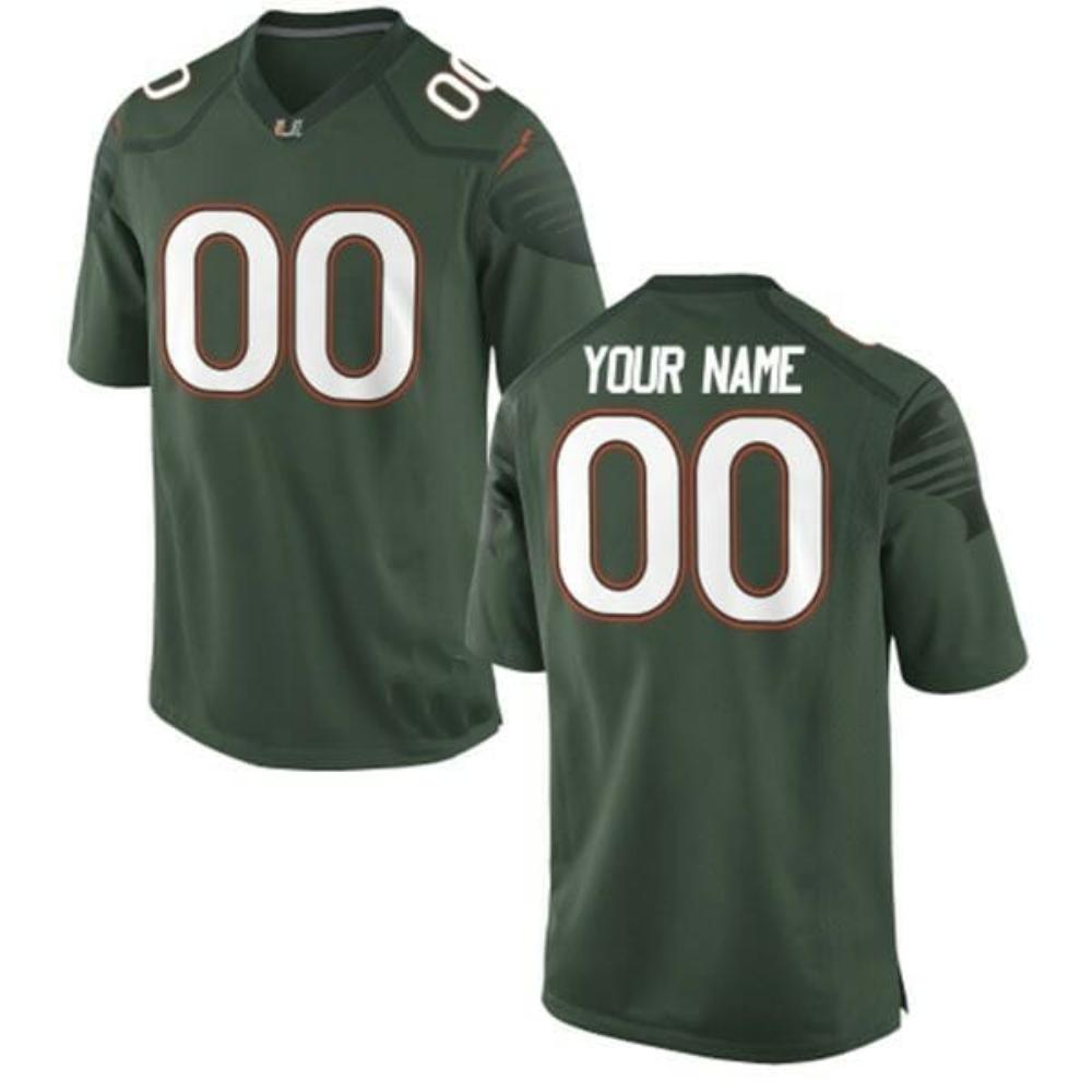 Mens Custom Miami Hurricanes Football Jersey College Green
