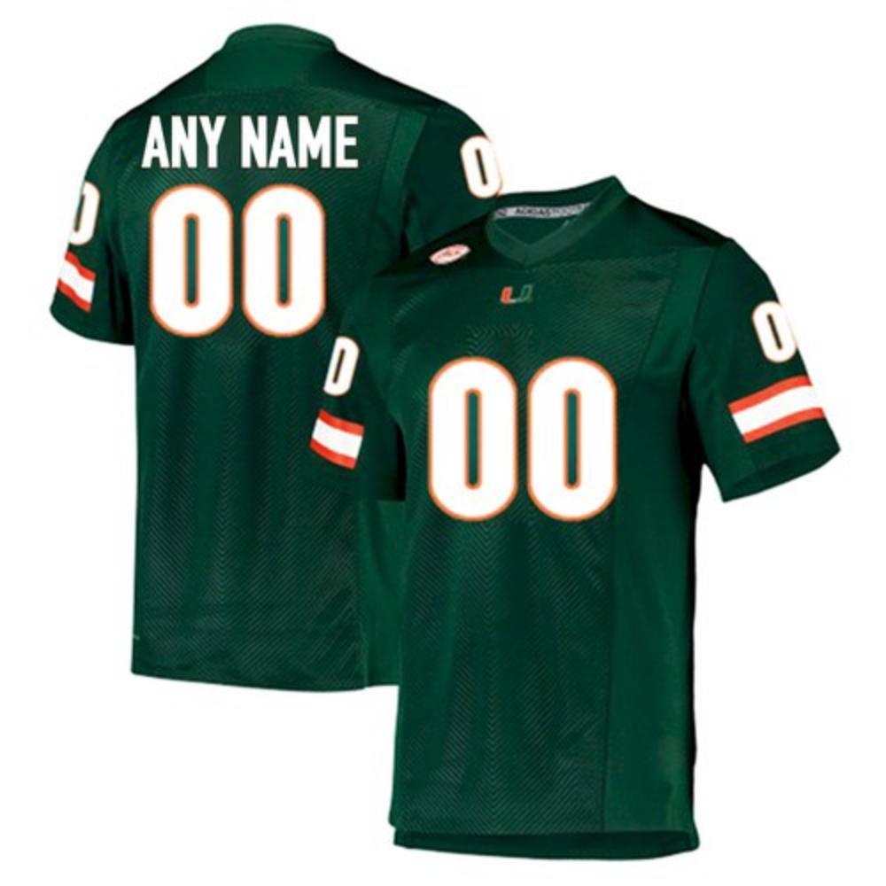 Mens Custom Miami Hurricanes Stitched Jersey Football College Limited Green