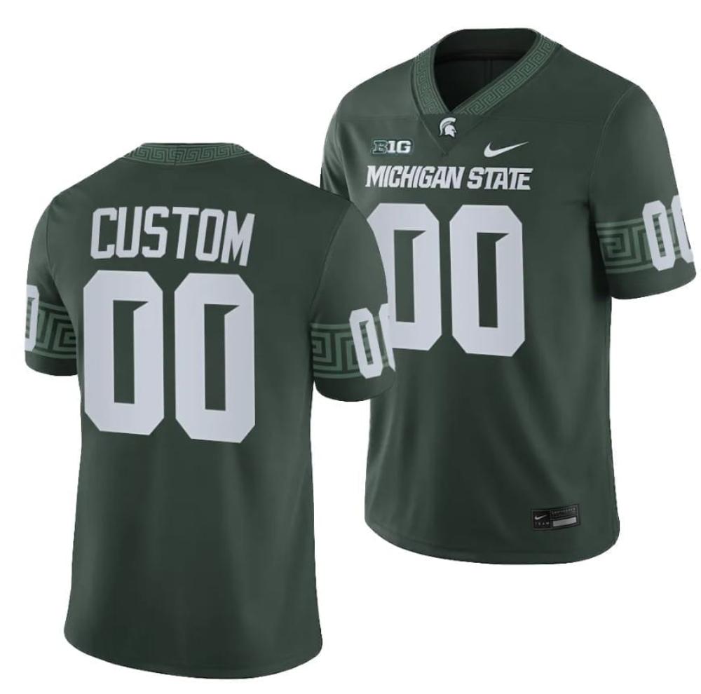 Mens Custom Michigan State Spartans Jersey College Football Green 2023 Game