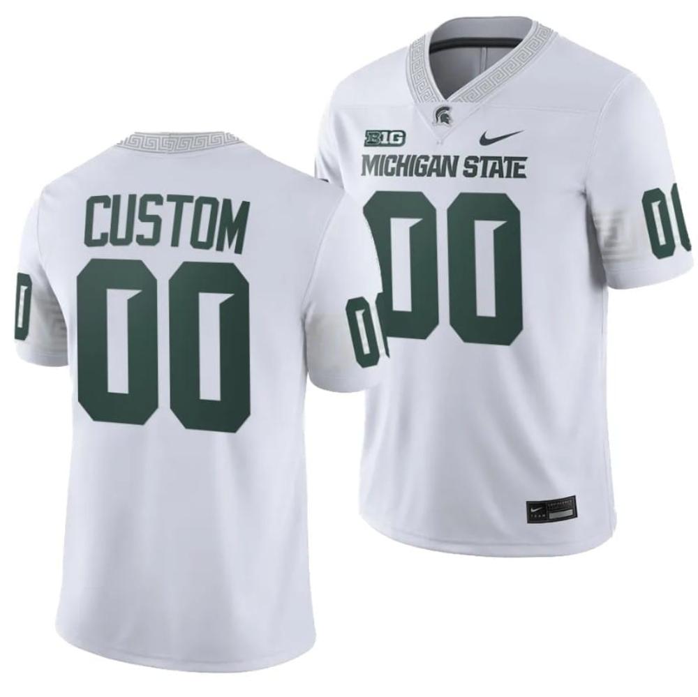 Mens Custom Michigan State Spartans Jersey College Football White 2023 Game