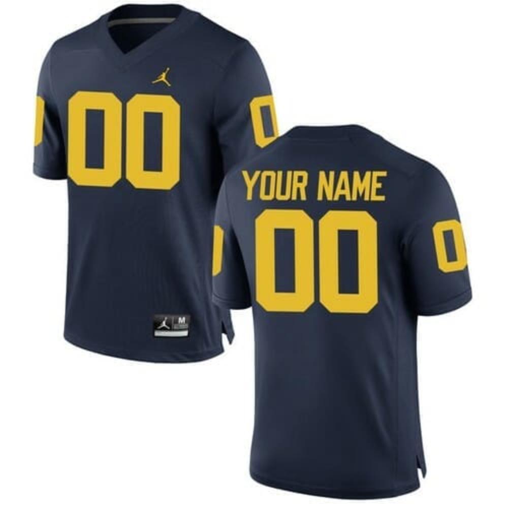 Mens Custom Michigan Wolverines Jersey Ncaa College Football Blue