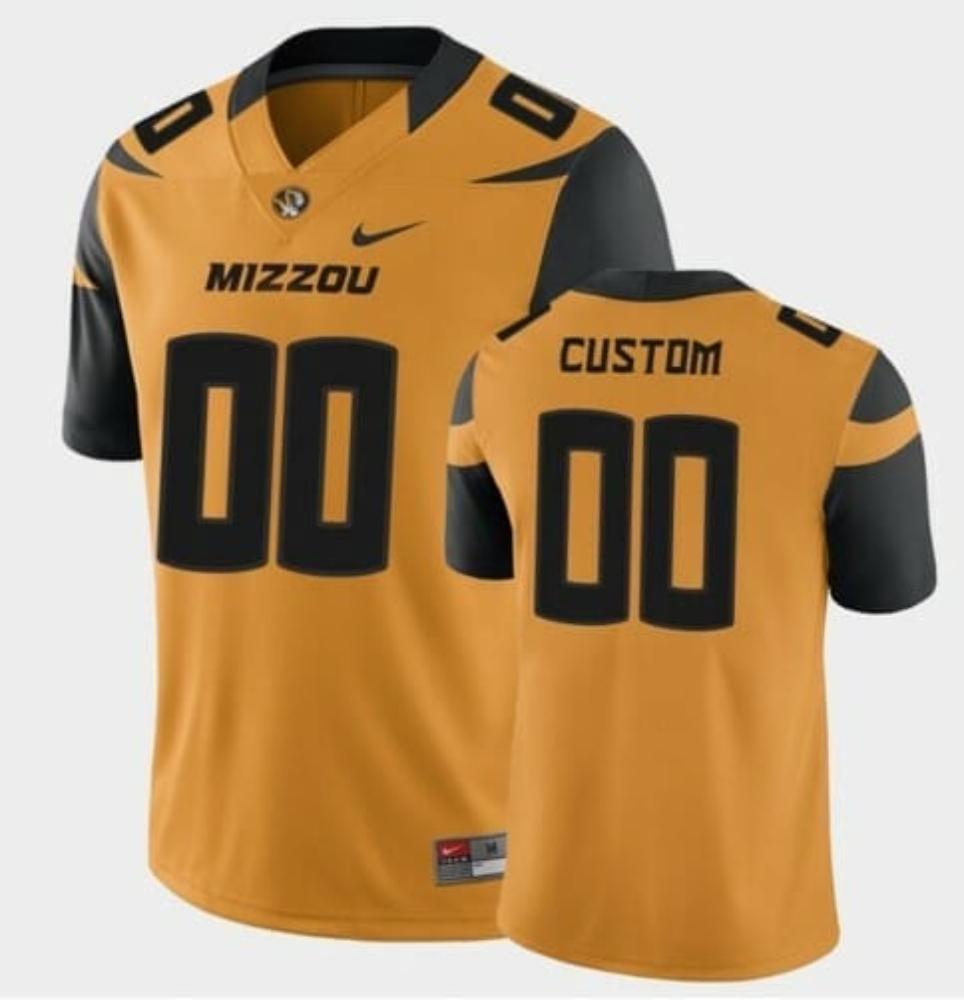 Mens Custom Missouri Jersey College Football Game Gold