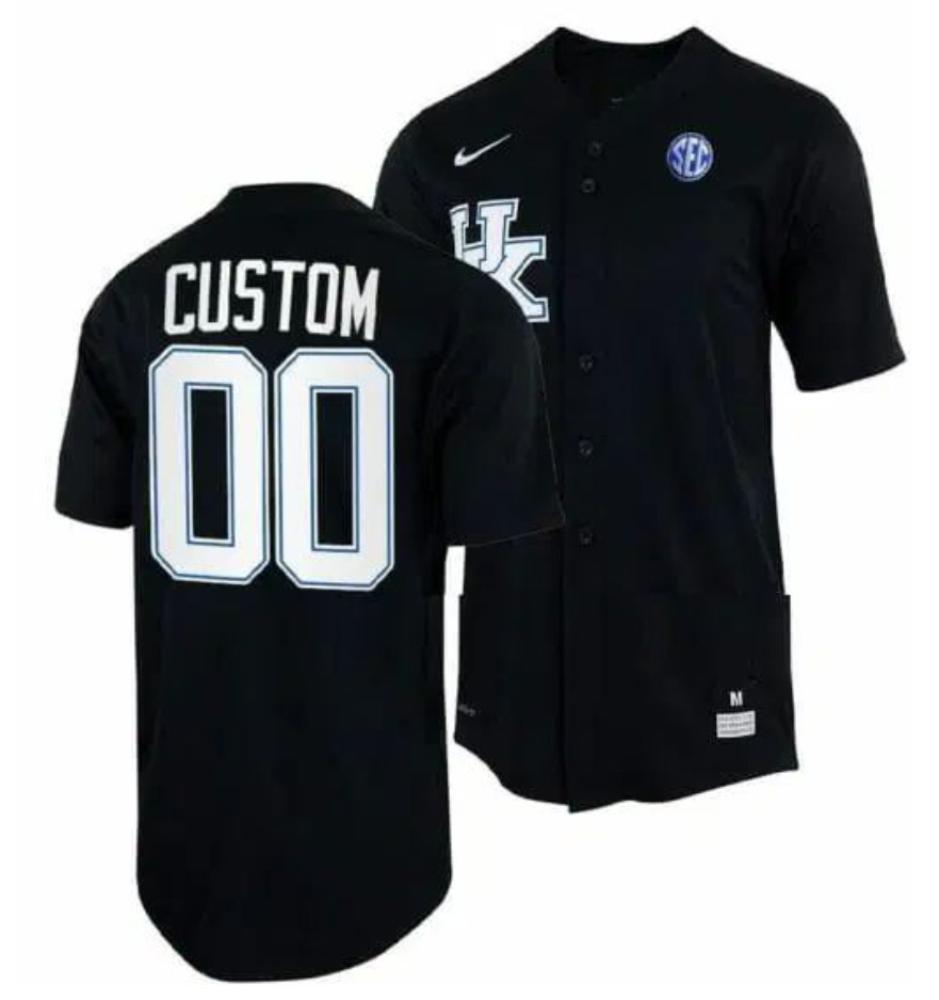 Mens Custom Name Number Kentucky Wildcats Baseball Black Jersey