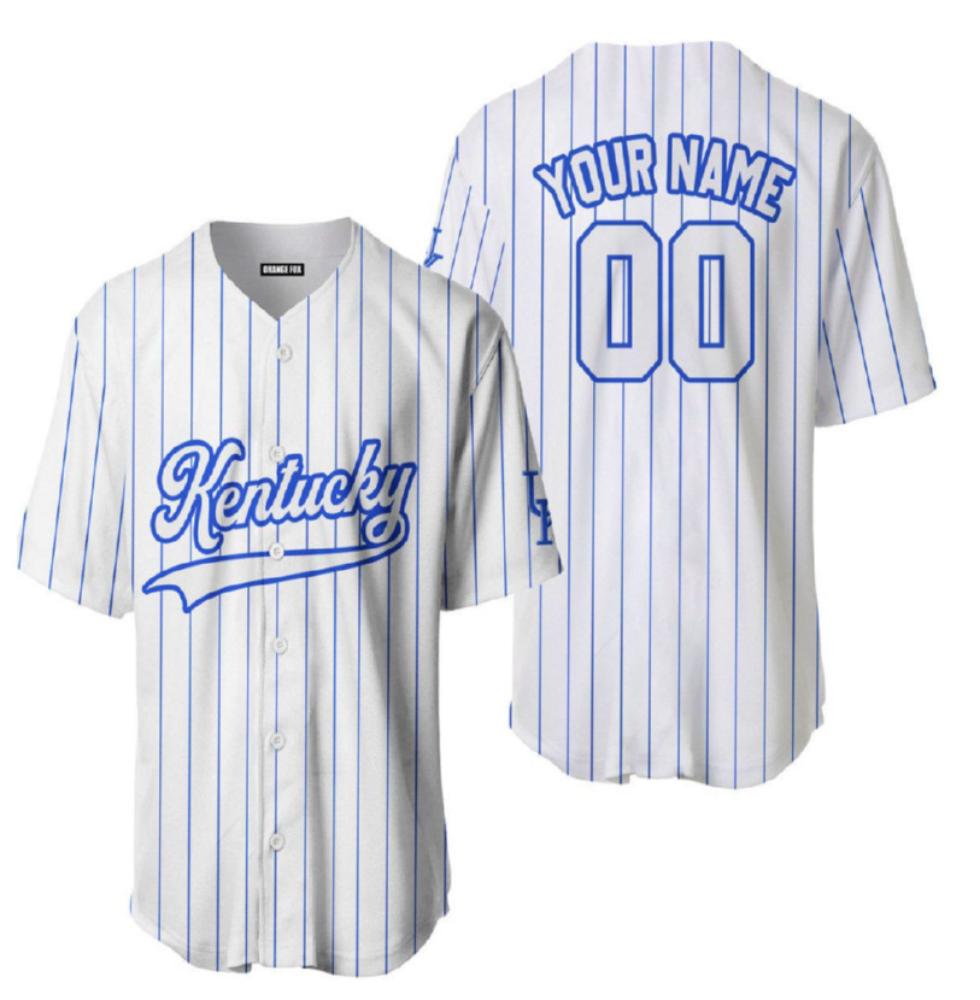 Mens Custom Name Number Kentucky Wildcats Baseball Stripe White Jersey