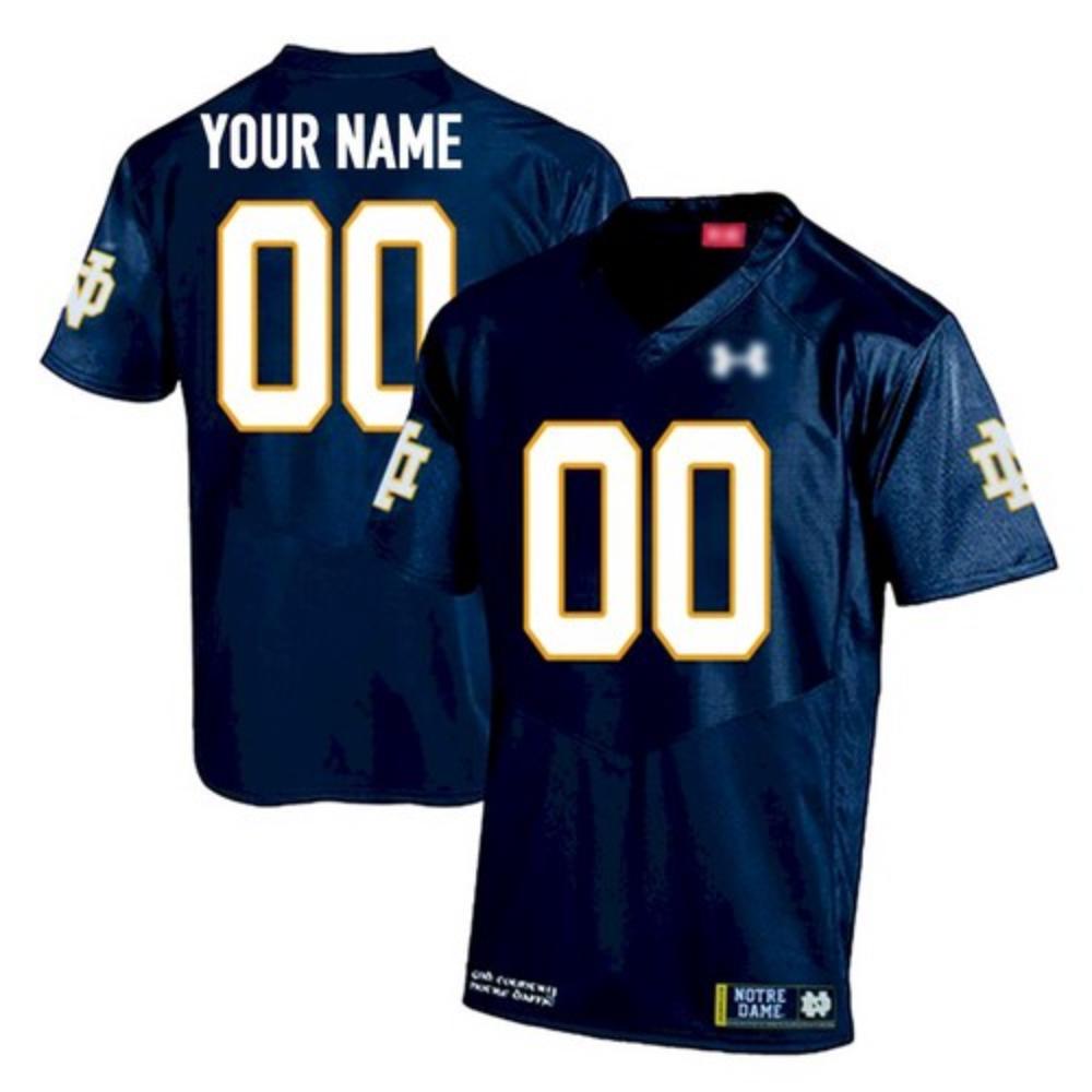 Mens Custom Notre Dame Fighting Irish Jersey Authentic Premier Player Navy