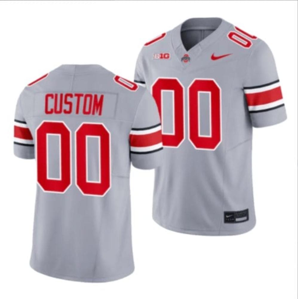 Mens Custom Ohio State Buckeyes Jersey College Footb Gray
