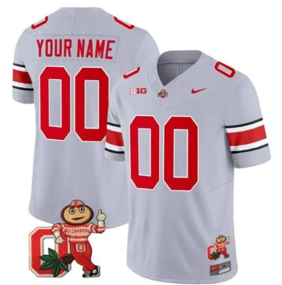 Mens Custom Ohio State Buckeyes Jersey Mascot Patch College Football Gray