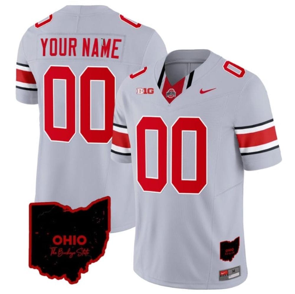 Mens Custom Ohio State Jersey Limited College Footb Ohio Patch Gray