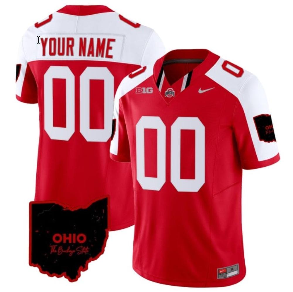 Mens Custom Ohio State Jersey Limited College Footb Ohio Patch Red Alternate