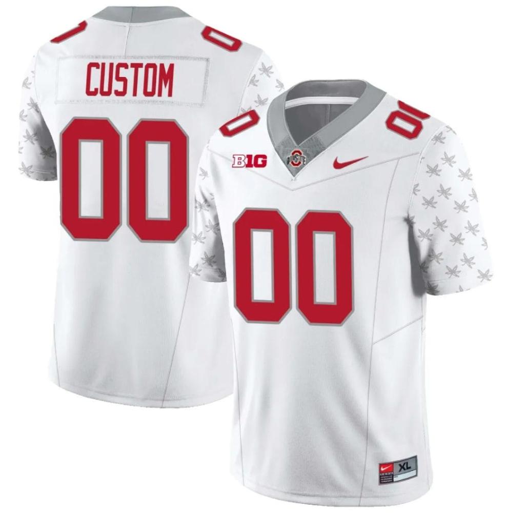 Mens Custom Ohio State Jersey Name And Number Football Stitched Style 2 White
