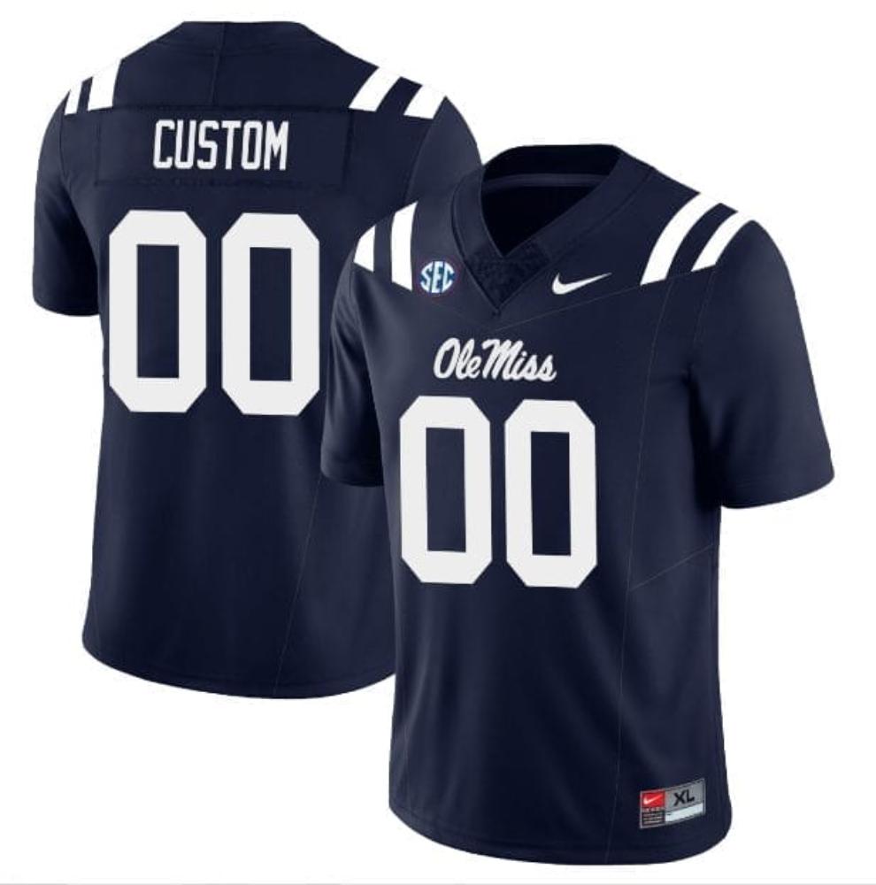 Mens Custom Ole Miss Rebels Jersey Football Limited Navy