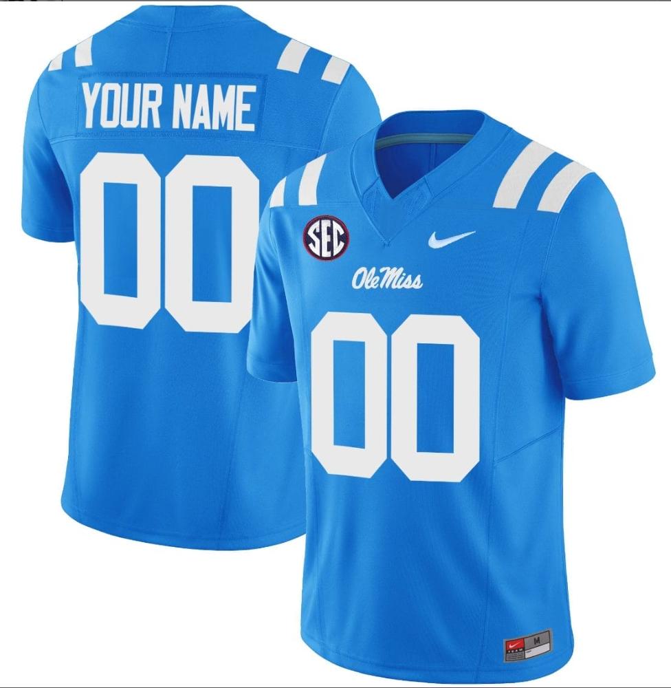 Mens Custom Ole Miss Rebels Jersey Football Limited Powder Blue
