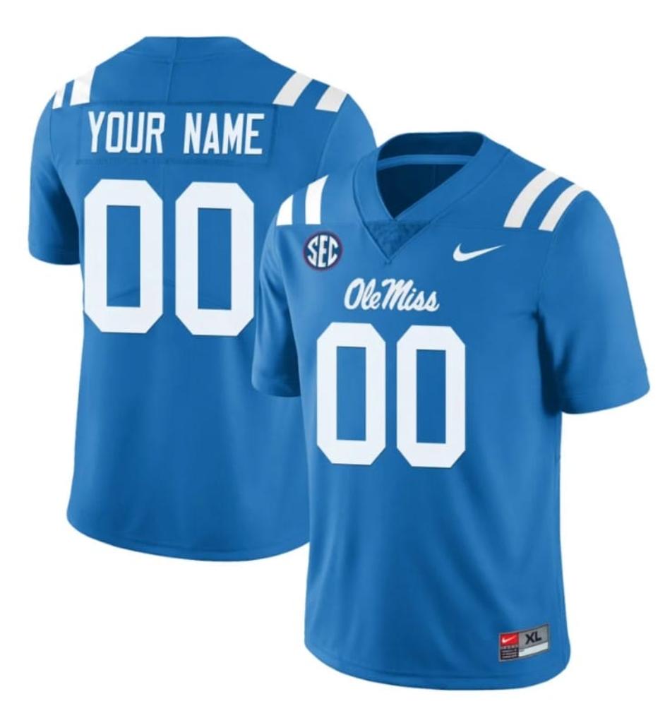 Mens Custom Ole Miss Rebels Jersey Name And Number College Light Blue