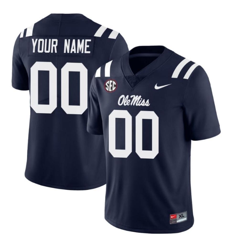 Mens Custom Ole Miss Rebels Jersey Name And Number College Navy