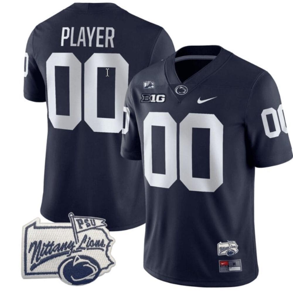 Mens Custom Penn State Nittany Lions Jersey Psu Patch College Football Navy