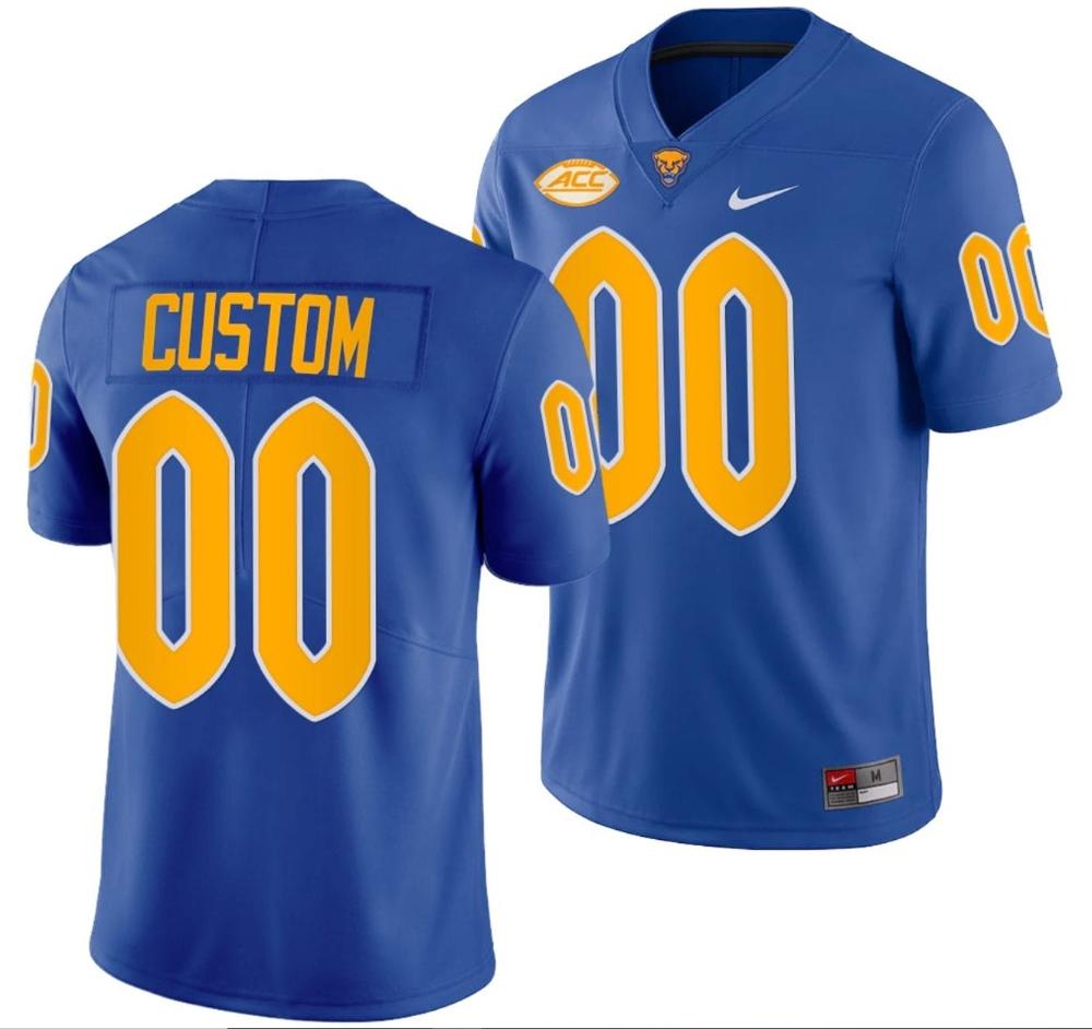 Mens Custom Pitt Panthers Jersey Royal College Football Limited Uniform