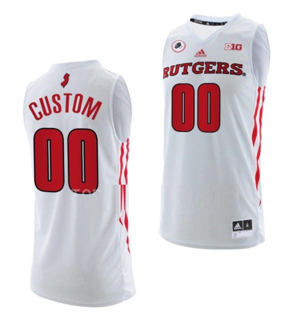Mens Custom Rutgers Scarlet Knights Jersey College Basketball White Jersey
