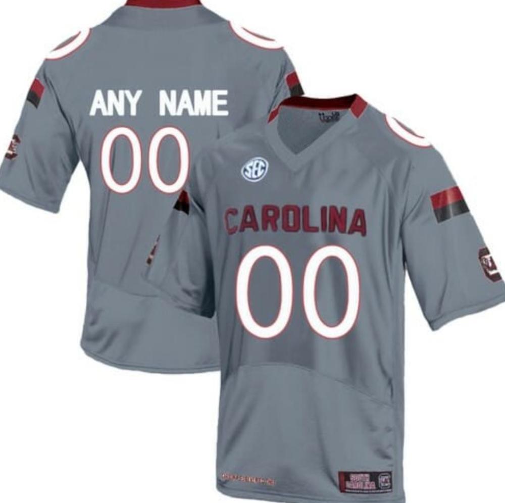 Mens Custom South Carolina Football Jersey Ncaa Football Grey