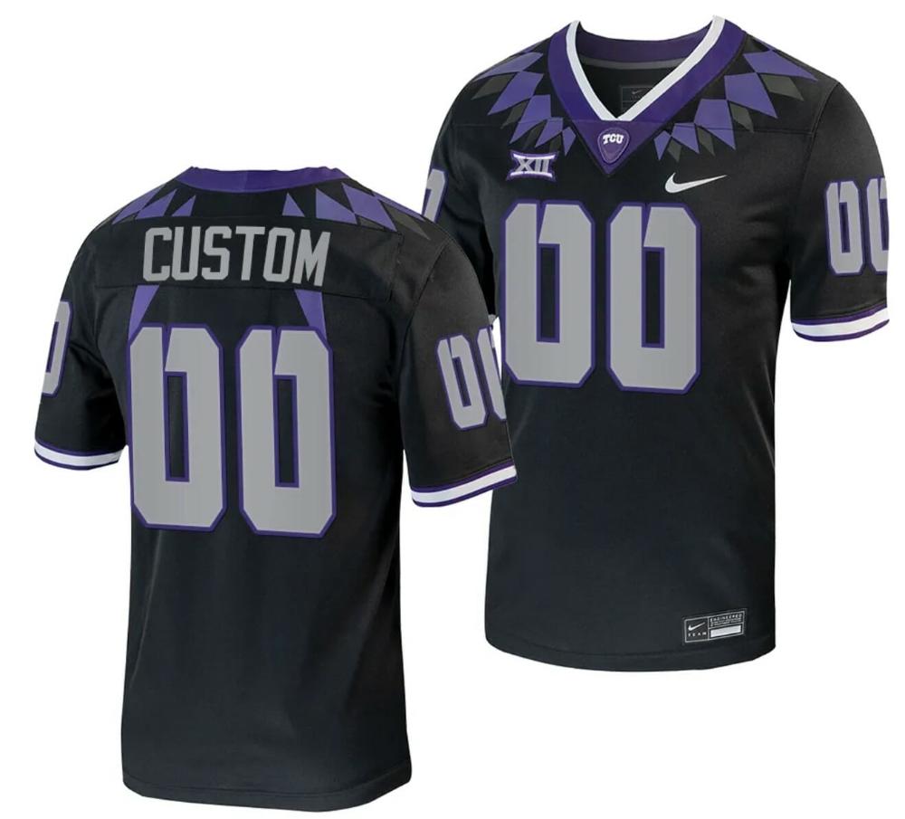 Mens Custom Tcu Horned Frogs Jersey Alternate College Football Black Replica